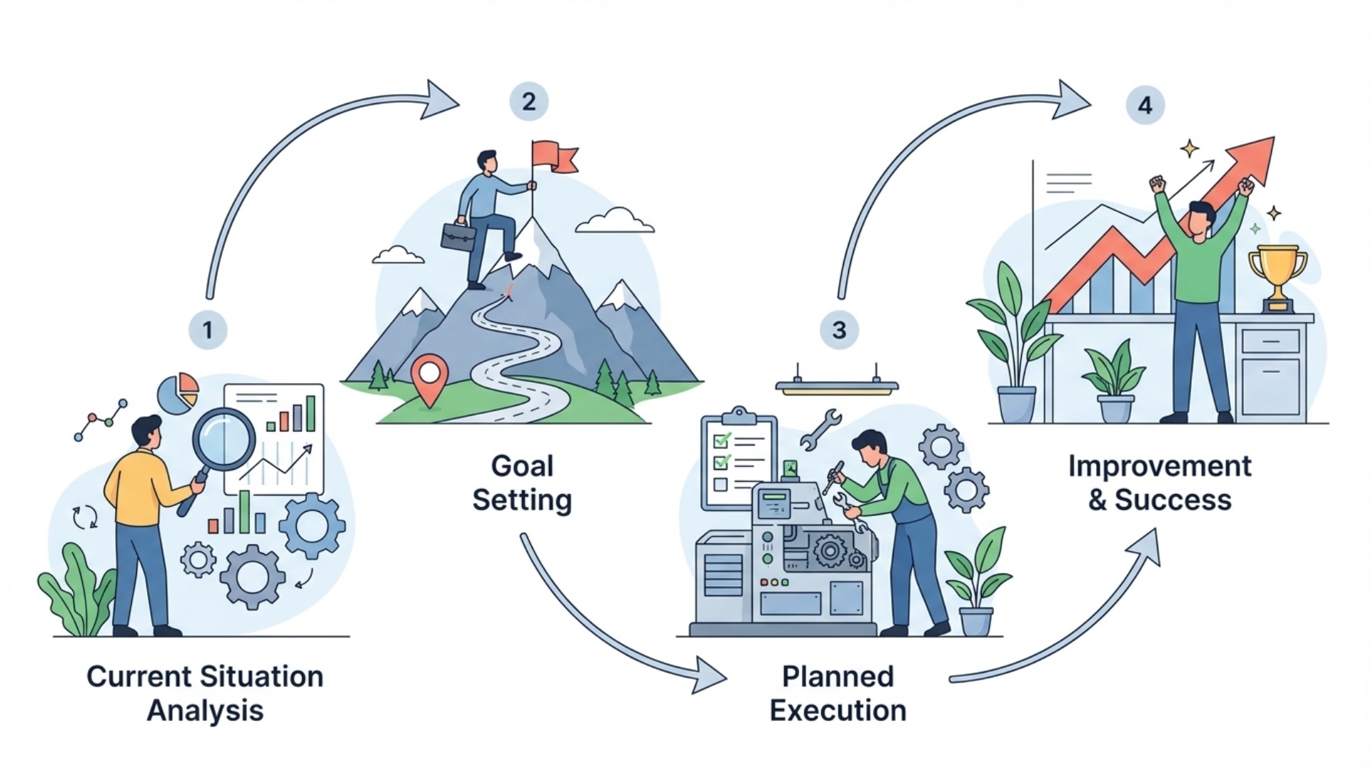 生産性向上を実現するための4ステップ
