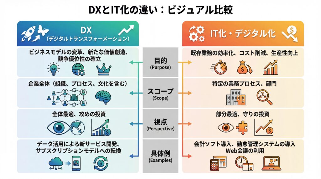 DXとIT化の違い：ビジュアル比較