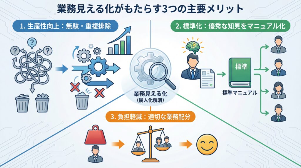 業務見える化がもたらす3つの主要メリット