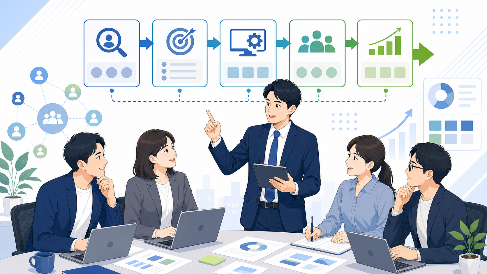 プロジェクトを成功に導く2つの重要ポイントを表す図解イラスト