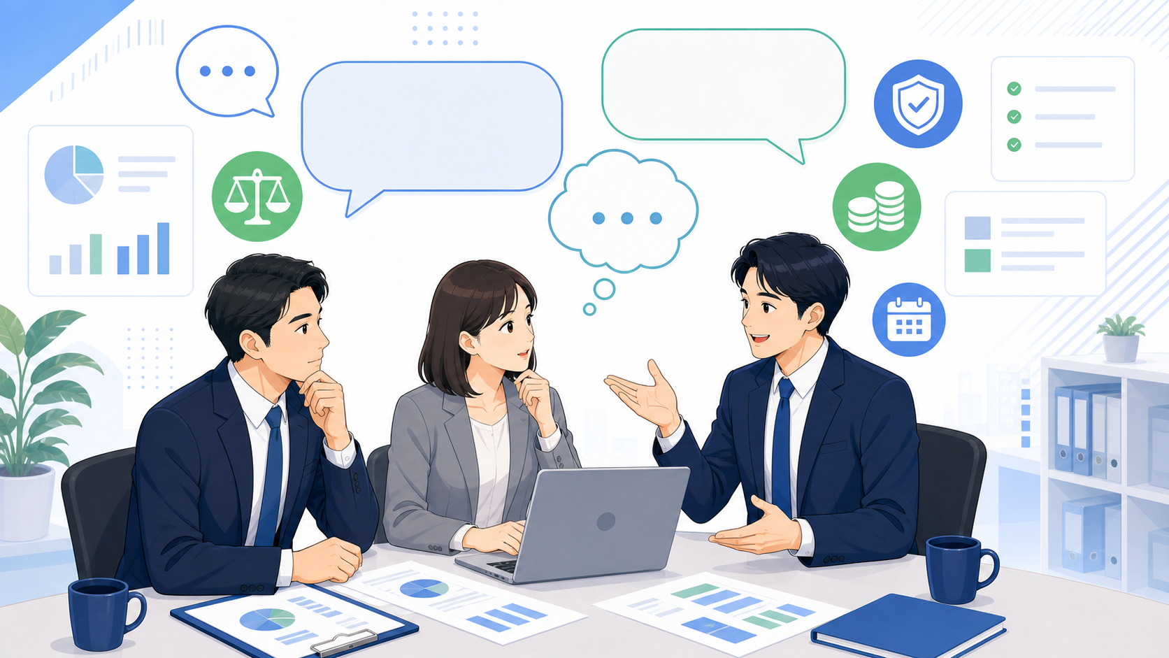 費用や契約に関するよくある質問を表す図解イラスト