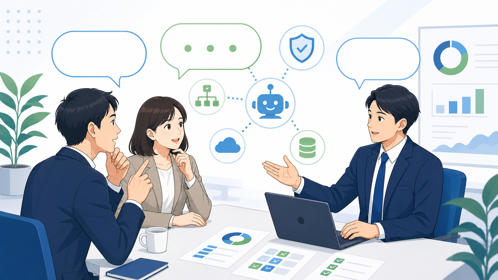 導入を検討する際によくある質問と回答を表す図解イラスト