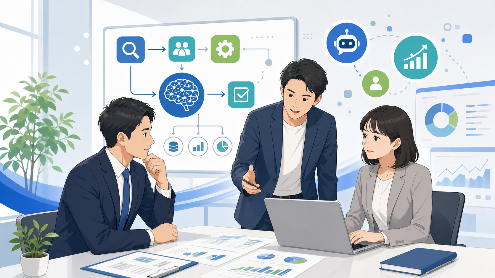 中小企業がAIコンサルタントを導入すべき背景を表す図解イラスト