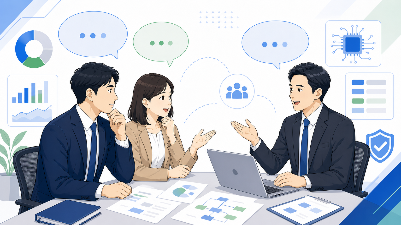 AI導入費用に関するよくある質問を表す図解イラスト