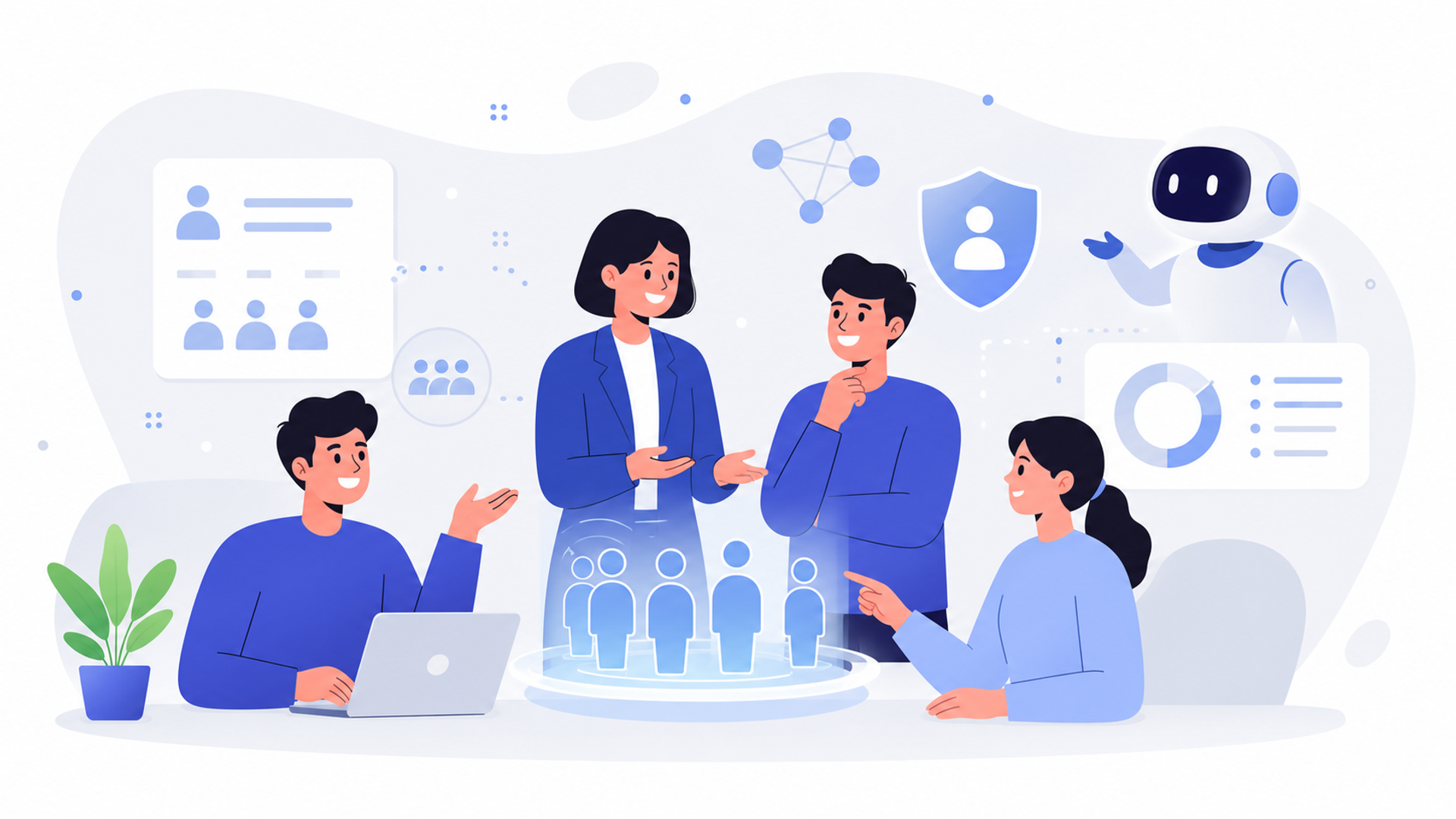 AI時代に求められる人事担当者の役割を表す図解イラスト