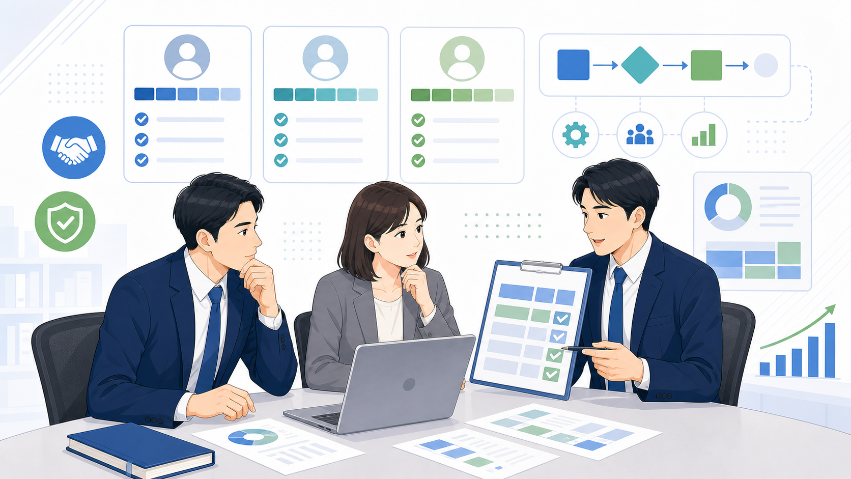 失敗しないAI顧問サービスの選び方を表す図解イラスト