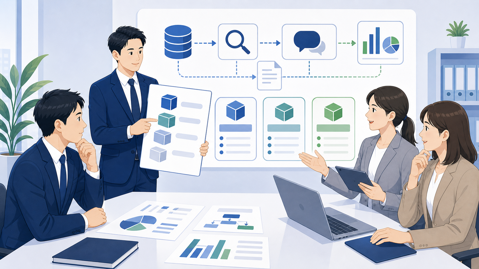 RAG構築を外注する際にかかる費用相場を表す図解イラスト
