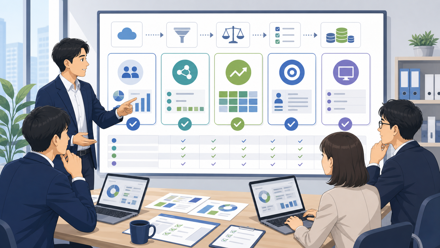 Salesforceからの乗り換えにおすすめのツール5選を表す図解イラスト