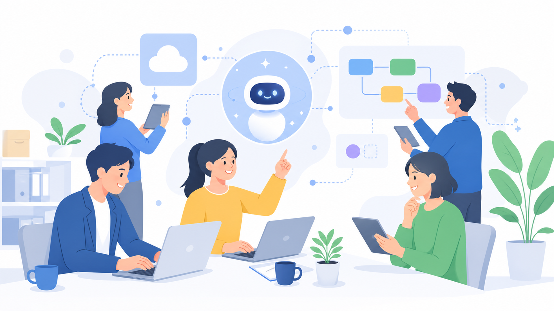 近年の中小企業DXのトレンドを表す図解イラスト