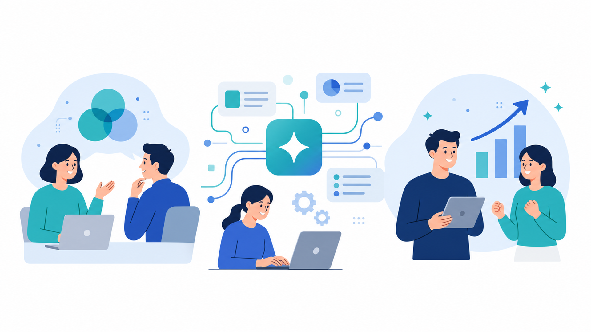 生成AI研修を社内に導入するメリットを表す図解イラスト