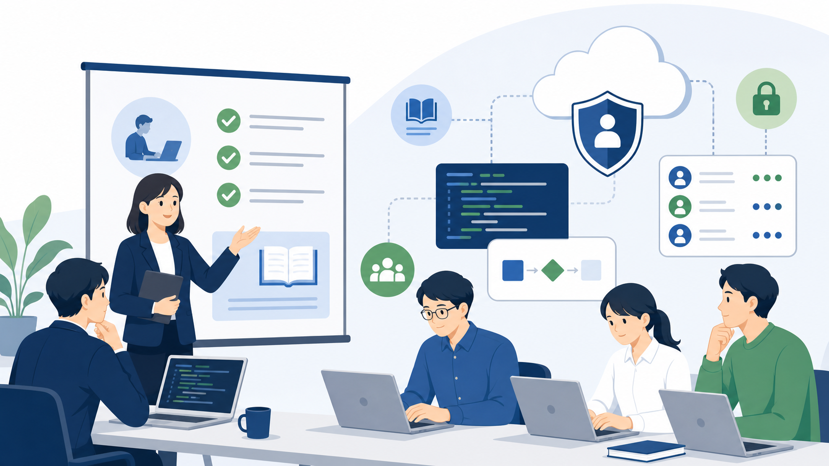 競合ツールであるGitHub Copilotとの機能比較を表す図解イラスト