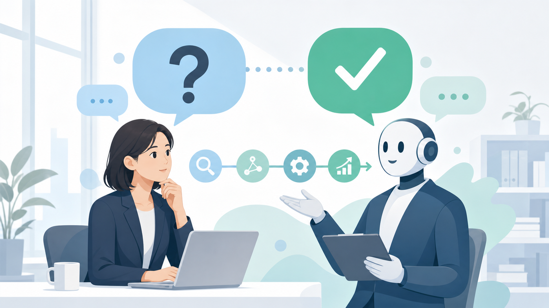 AI導入の失敗に関するよくある質問（FAQ）を表す図解イラスト