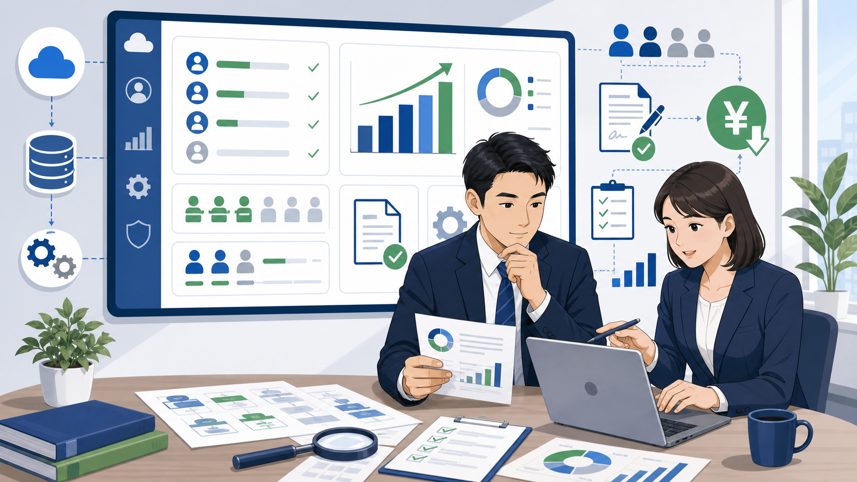 すでに導入しているSalesforceのライセンス費用を見直すコツを表す図解イラスト