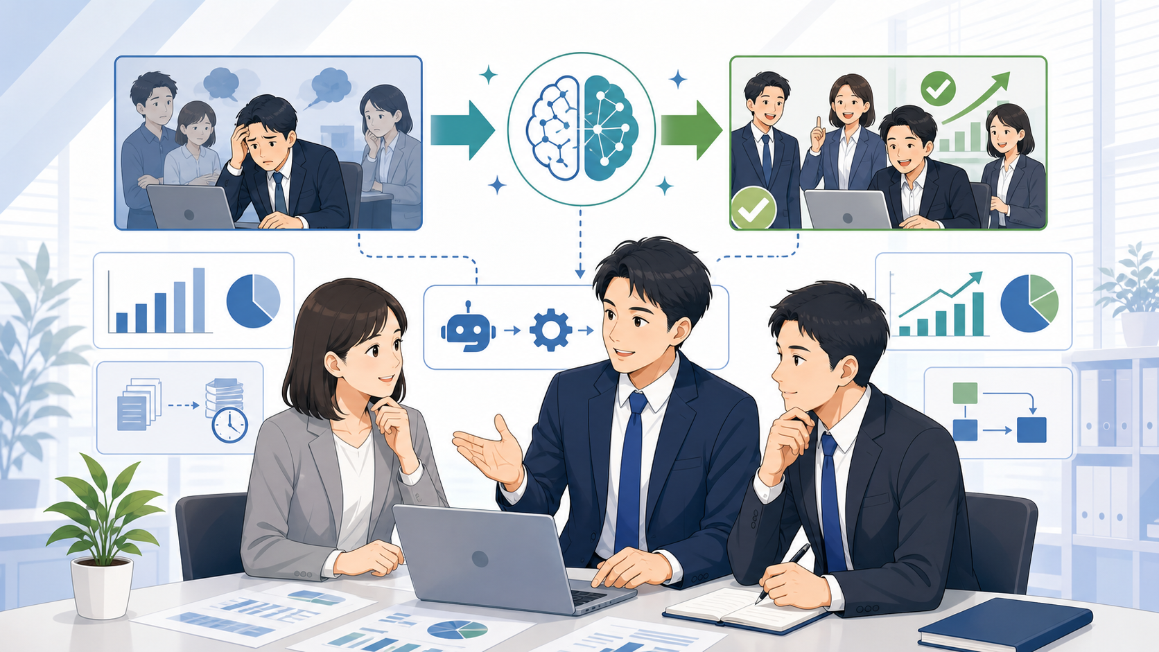 なぜ今、中小企業にAI導入が必要なのかを表す図解イラスト