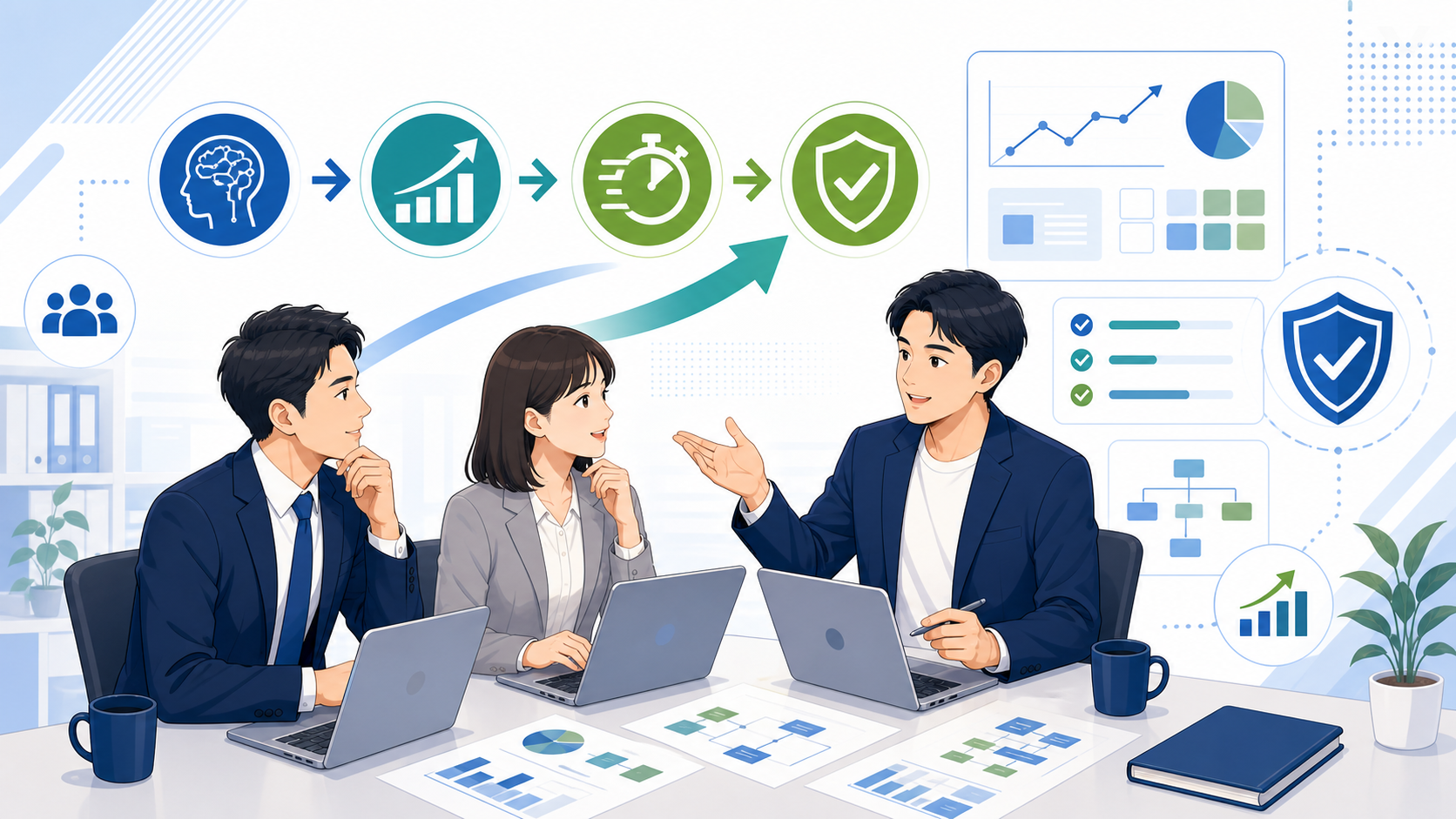 支援サービスを利用するメリットを表す図解イラスト