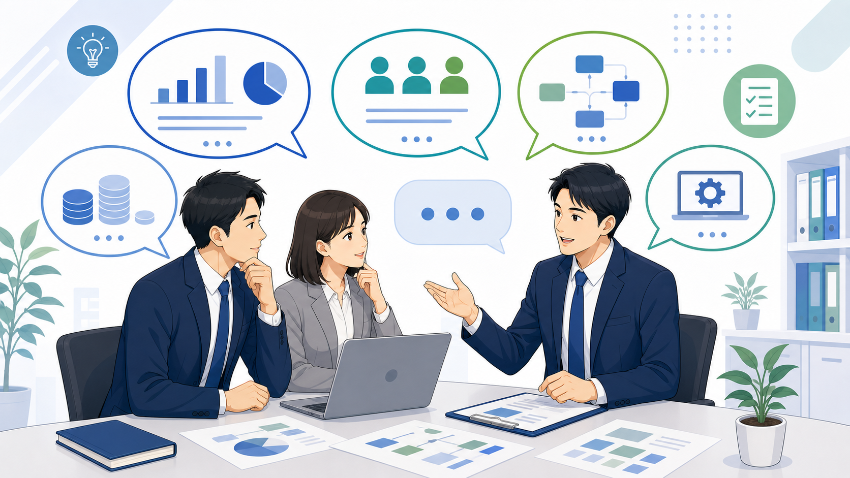 AI導入支援に関するよくある質問を表す図解イラスト