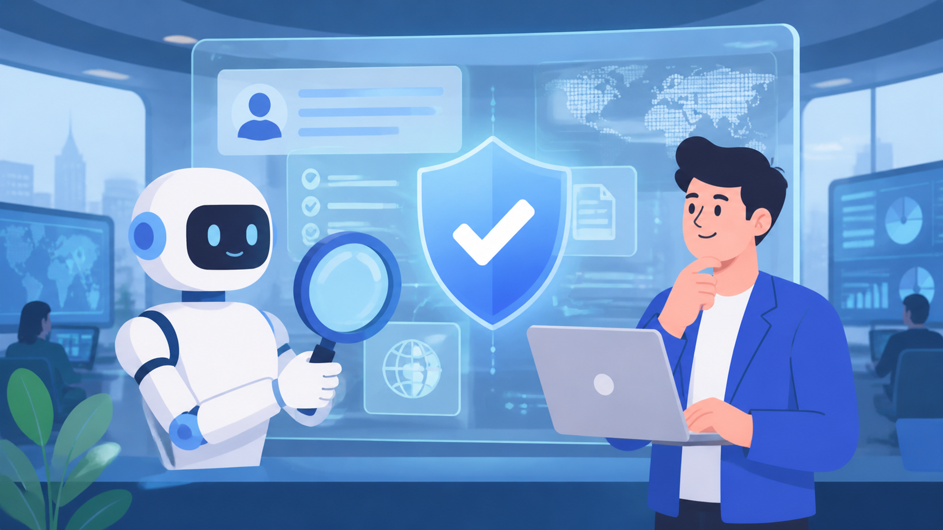公式情報を確認できるAI反社チェックツール2選を表す図解イラスト