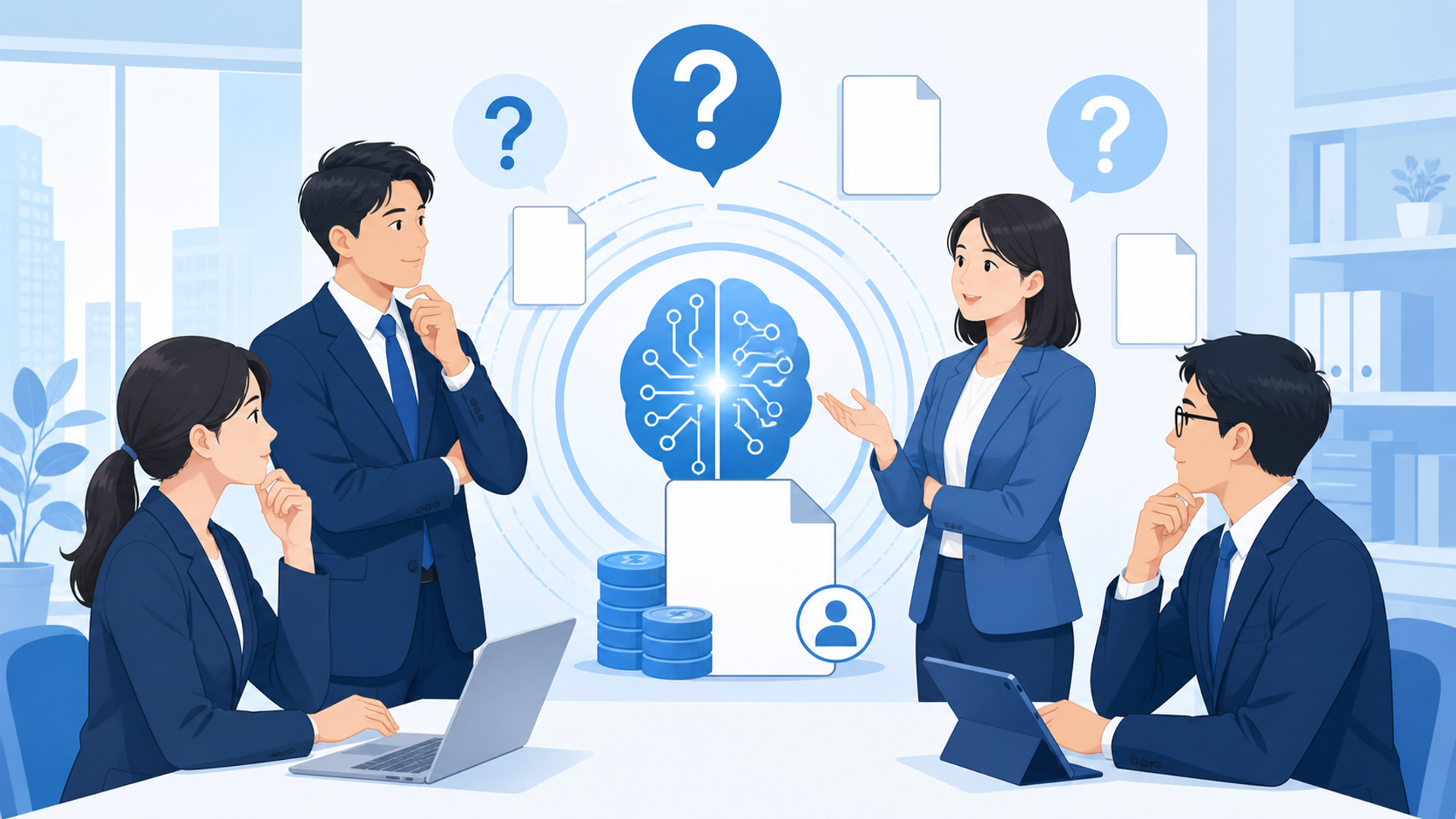 売掛金のAI管理に関するよくある質問を表す図解イラスト