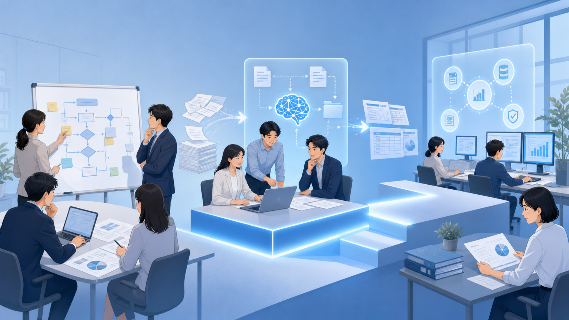AIによる仕訳自動化で検討したいサービスの2つのタイプを表す図解イラスト