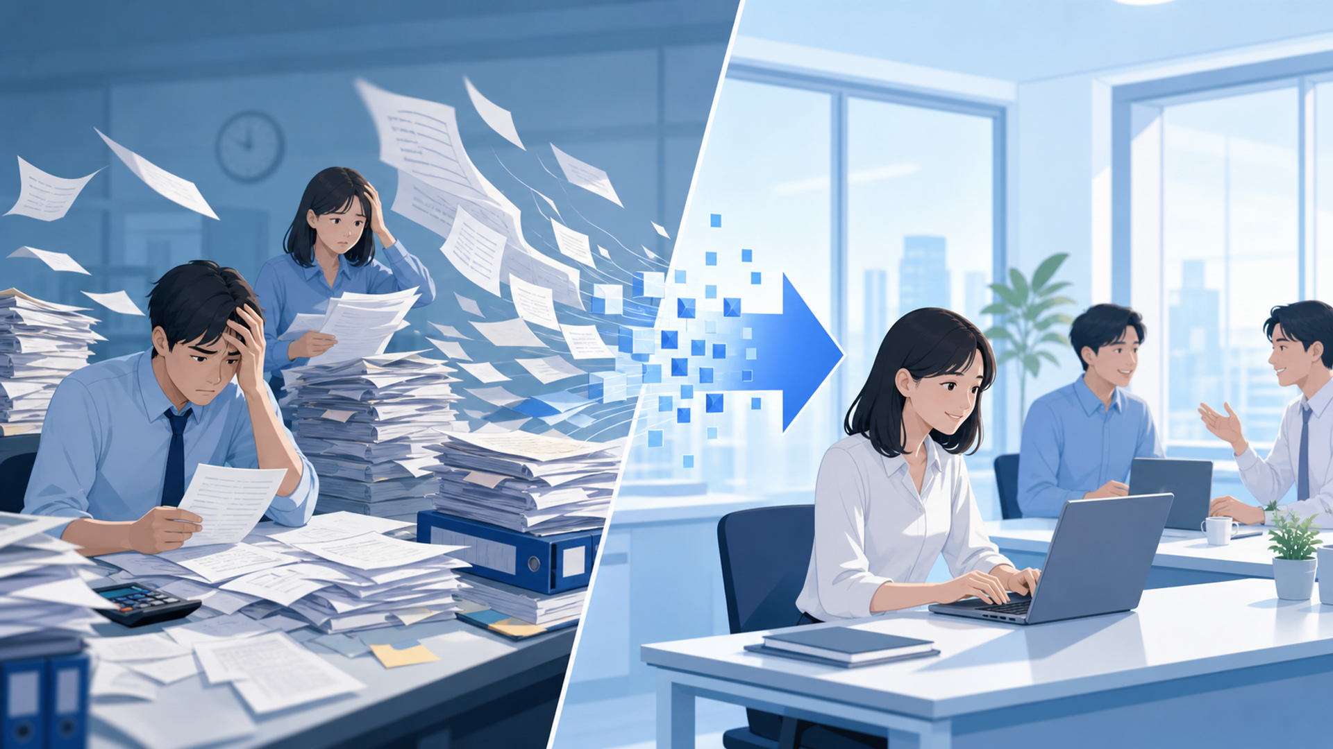 ワンオペ経理×AIとは｜AIが代替できる経理業務のマップを表す図解イラスト