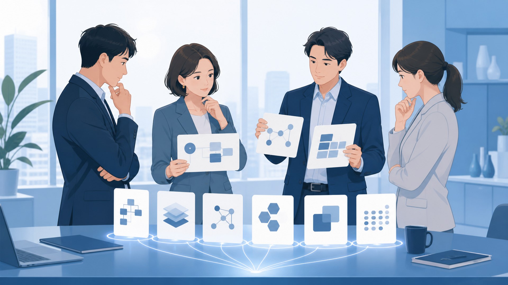 税理士との連携を効率化するAI活用法を表す図解イラスト