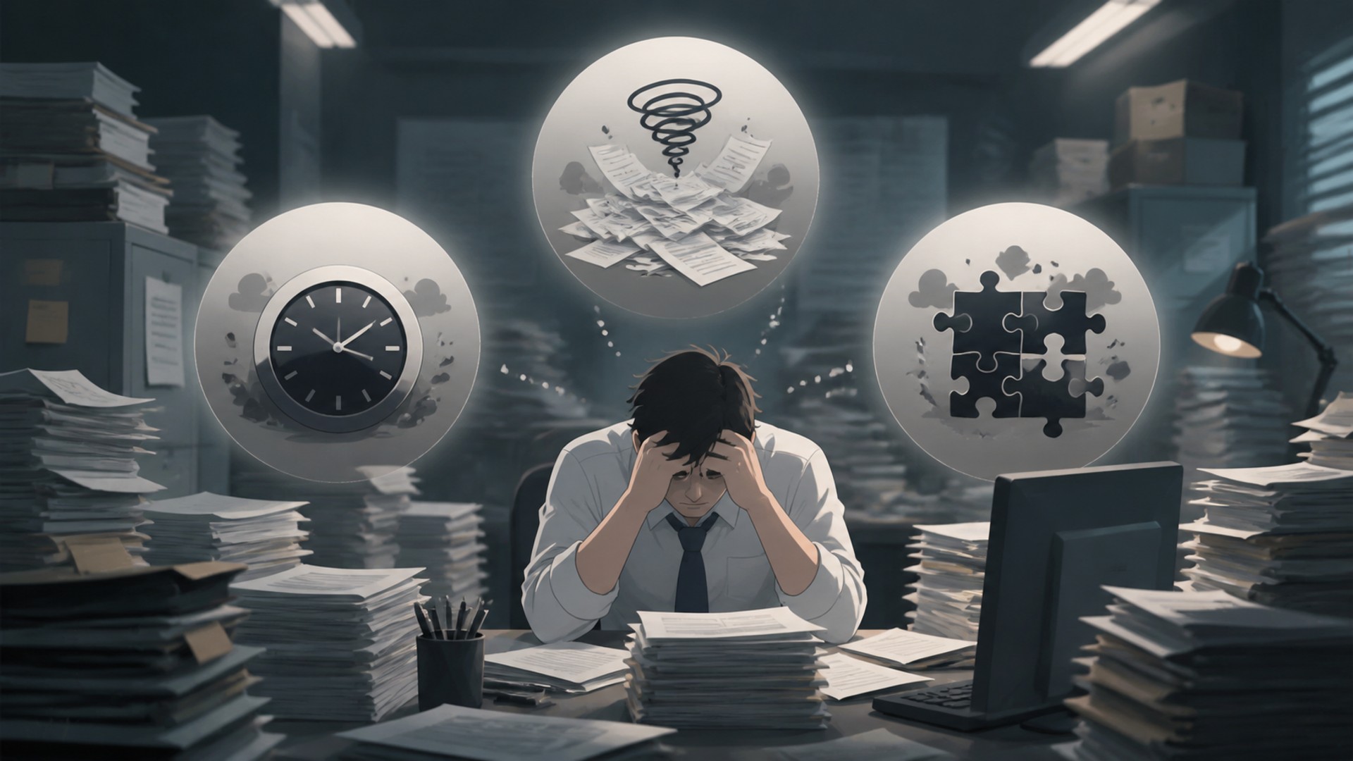 受注業務において多くの企業が直面する3つの課題を表す図解イラスト