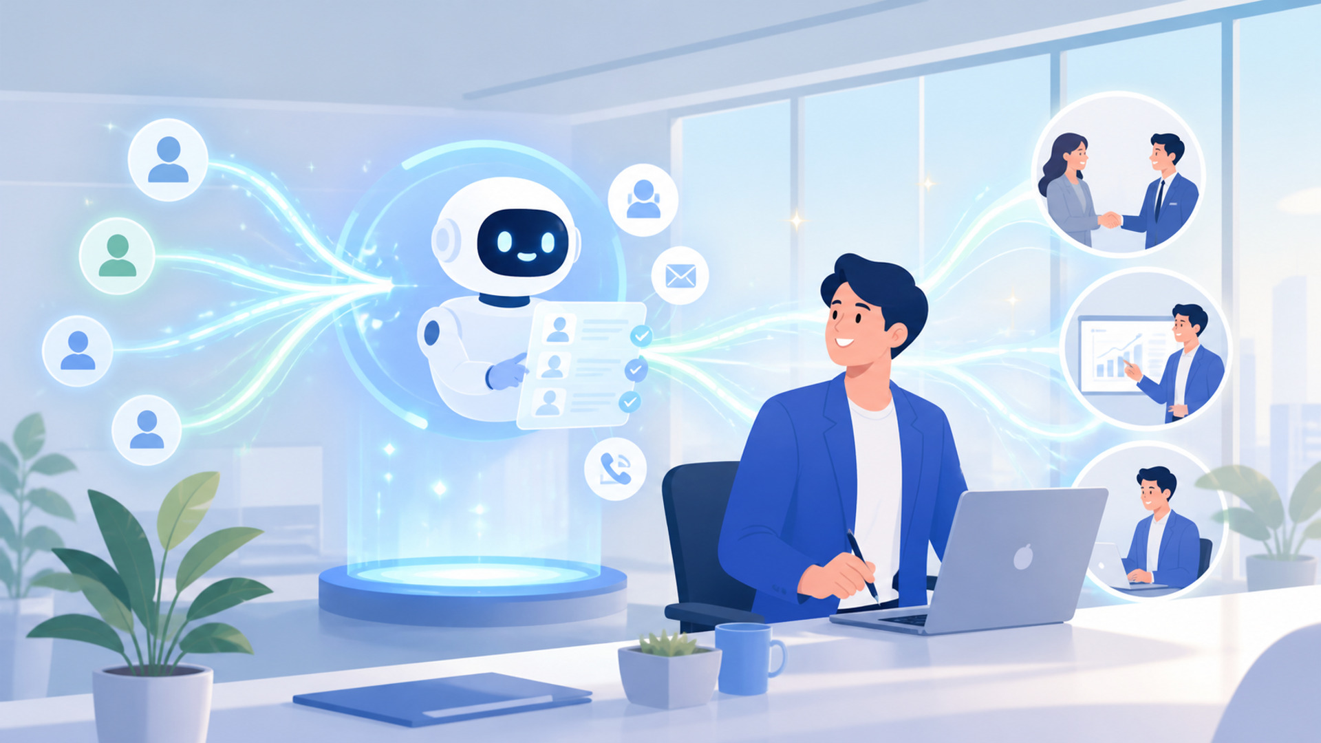 AIによる自動化を導入するメリットを表す図解イラスト