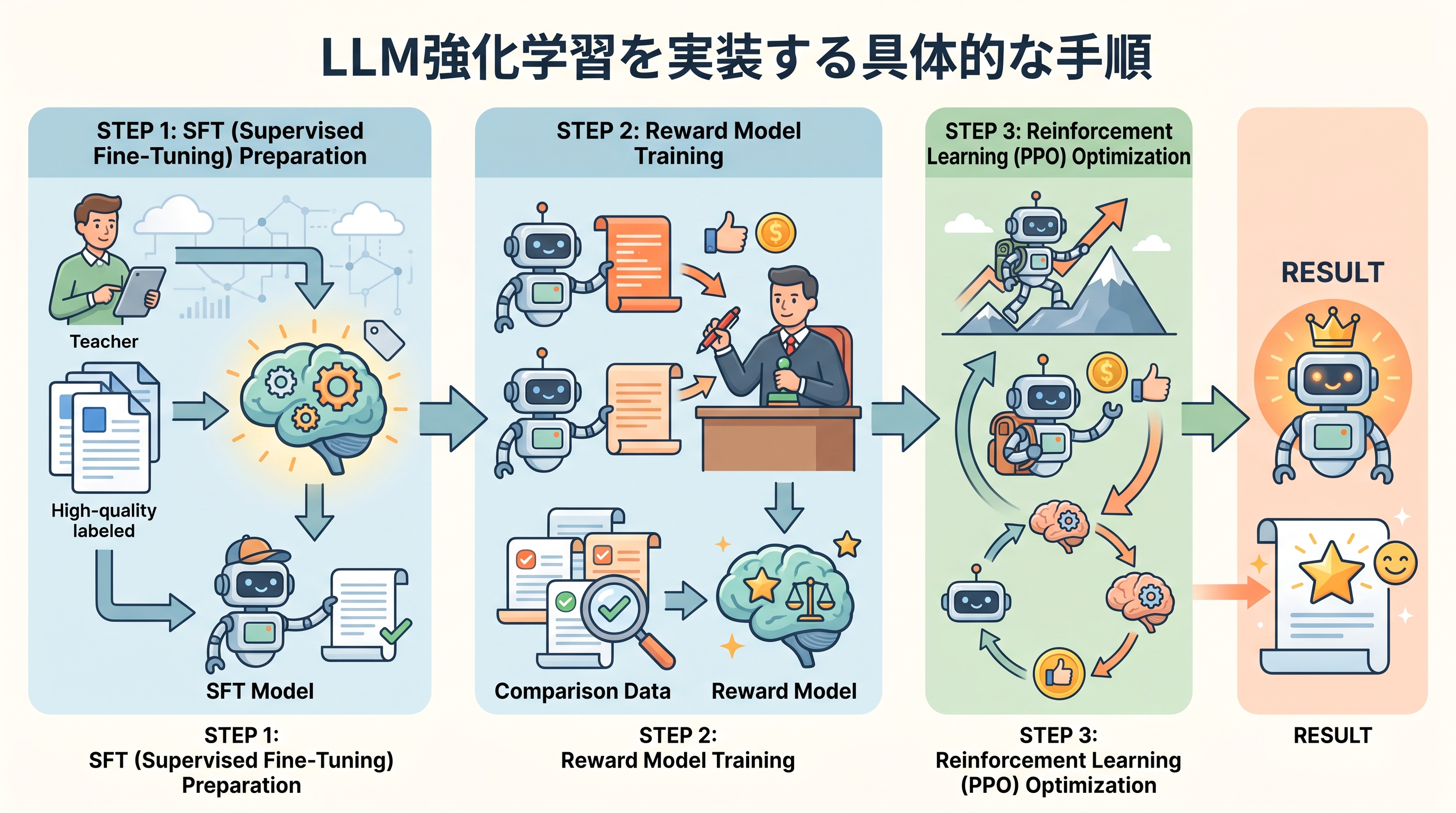 LLM強化学習を実装する具体的な手順