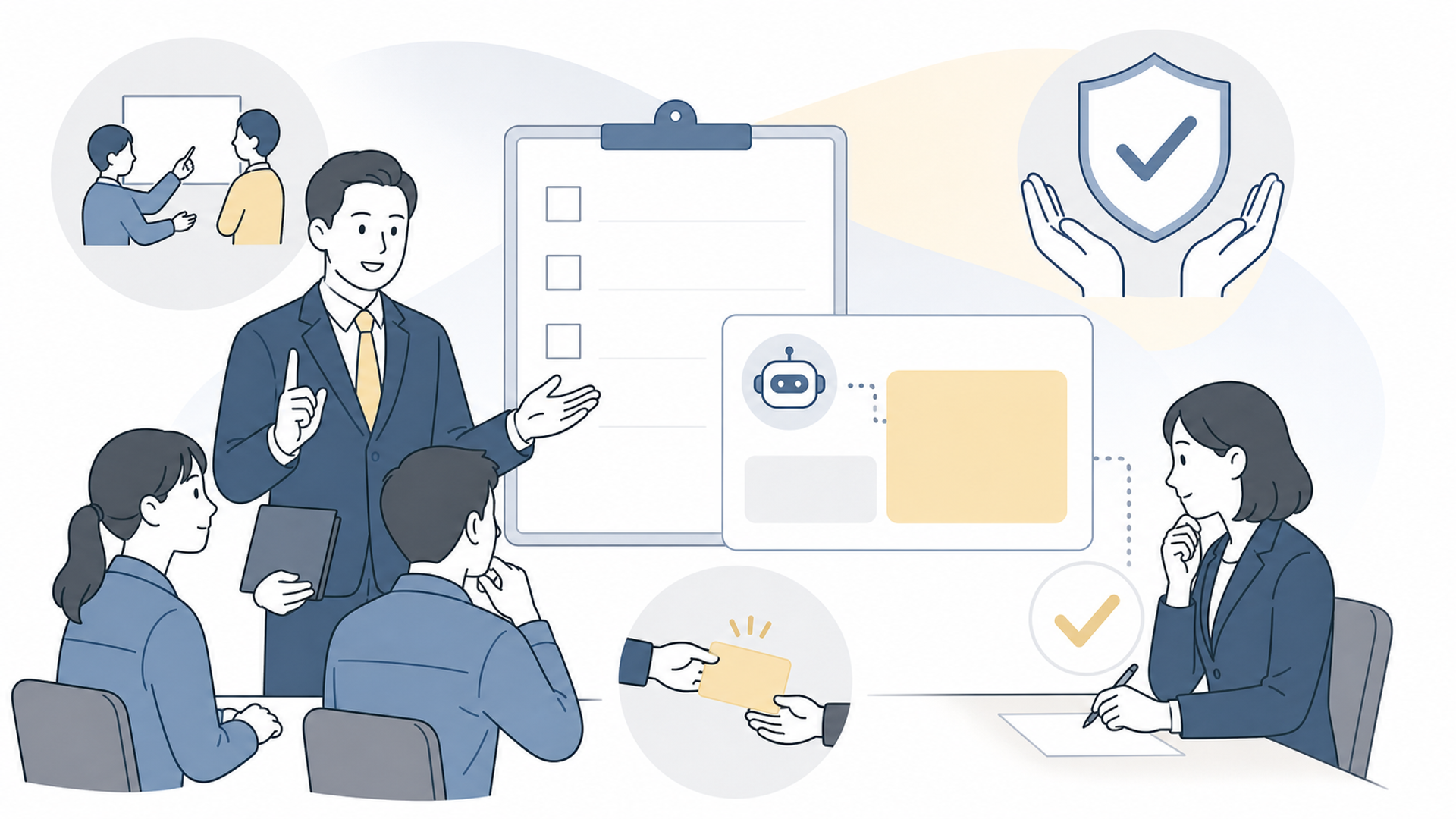 運用の定着を成功させるための注意点を表す図解イラスト