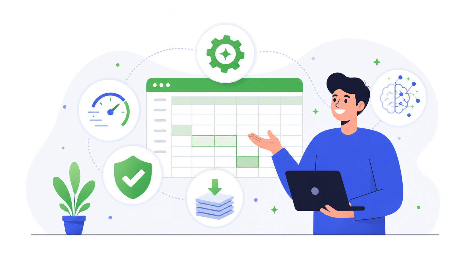 生成AIをExcel実務に導入するメリットを表す図解イラスト