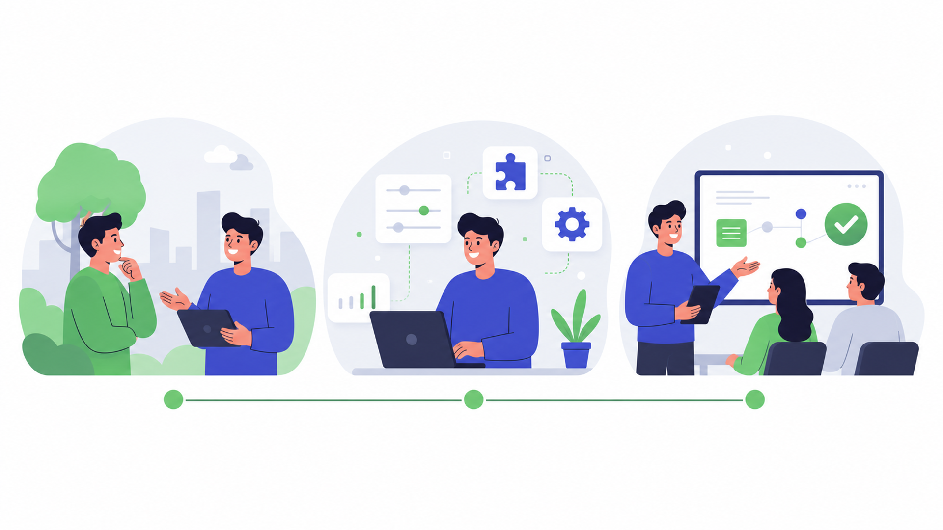 FDEの役割を整理する3つの例を表す図解イラスト
