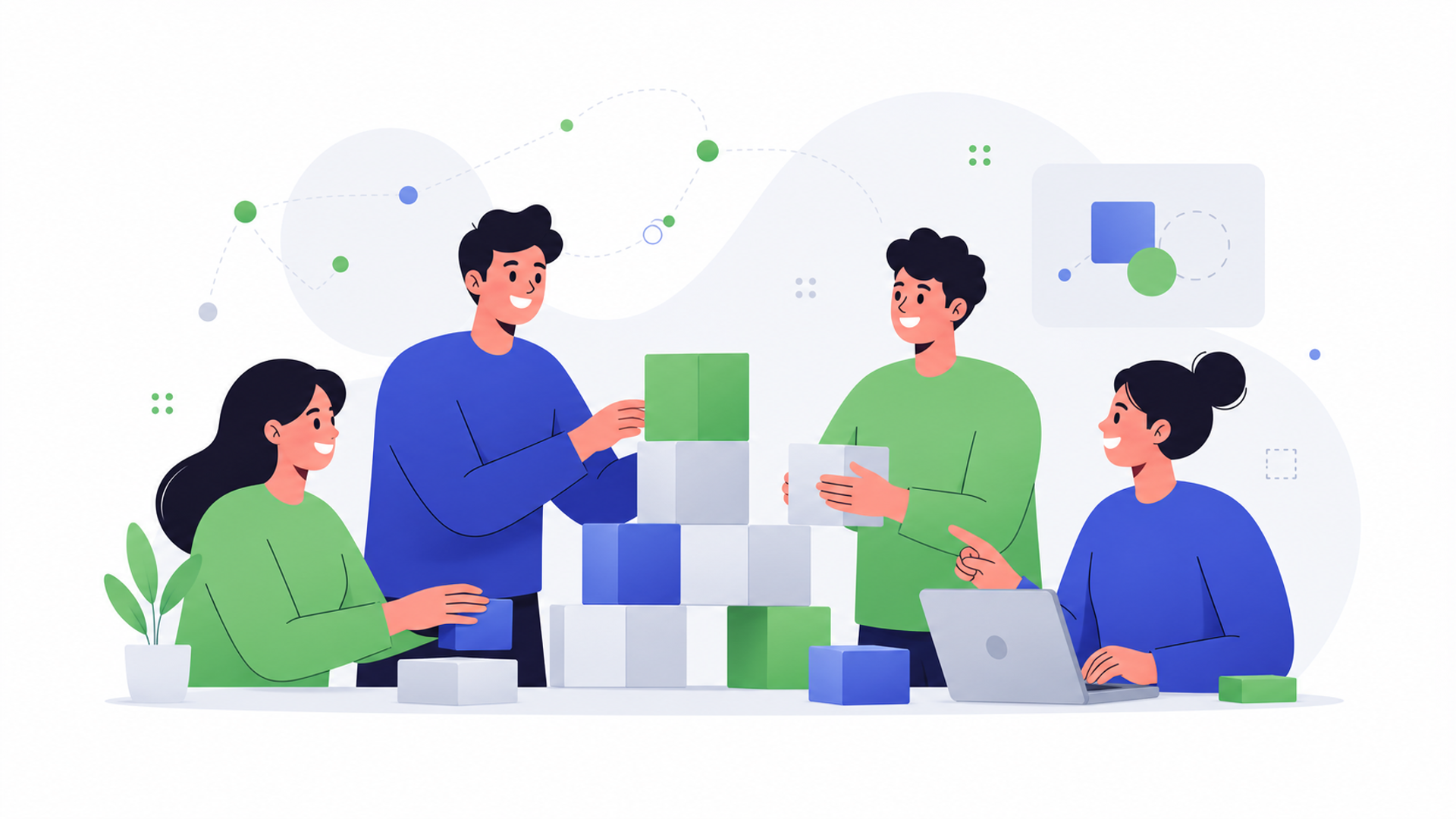 FDEの導入・活用に成功している企業の事例を表す図解イラスト
