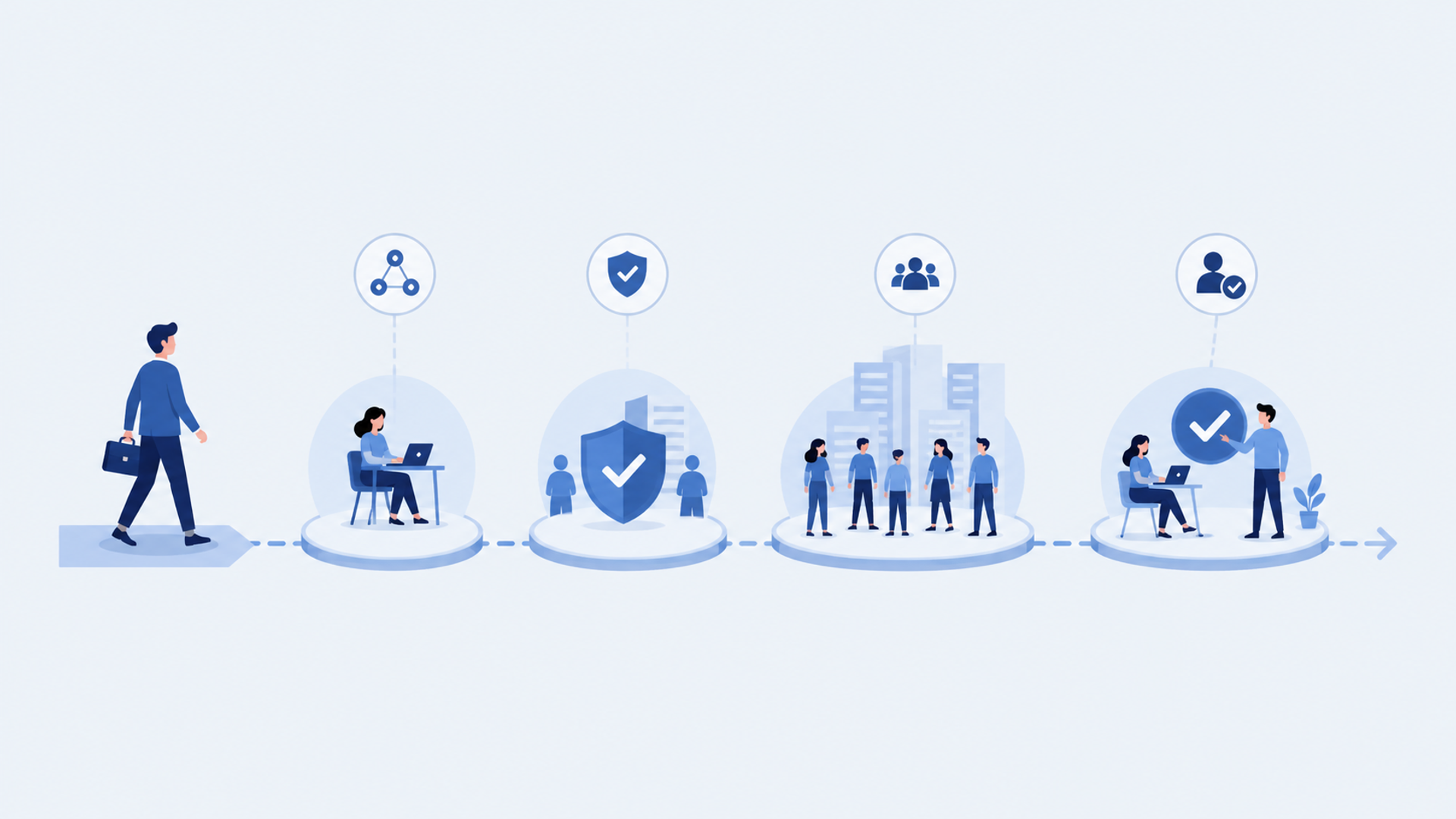 人事評価へのAI導入を考える際に参考になる企業の業務活用事例を表す図解イラスト