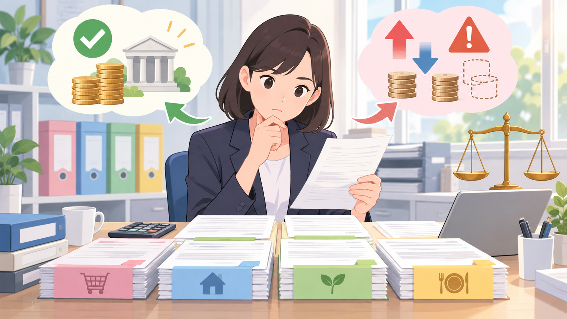 消費税申告における税区分判定の重要性と実務の課題を表す図解イラスト