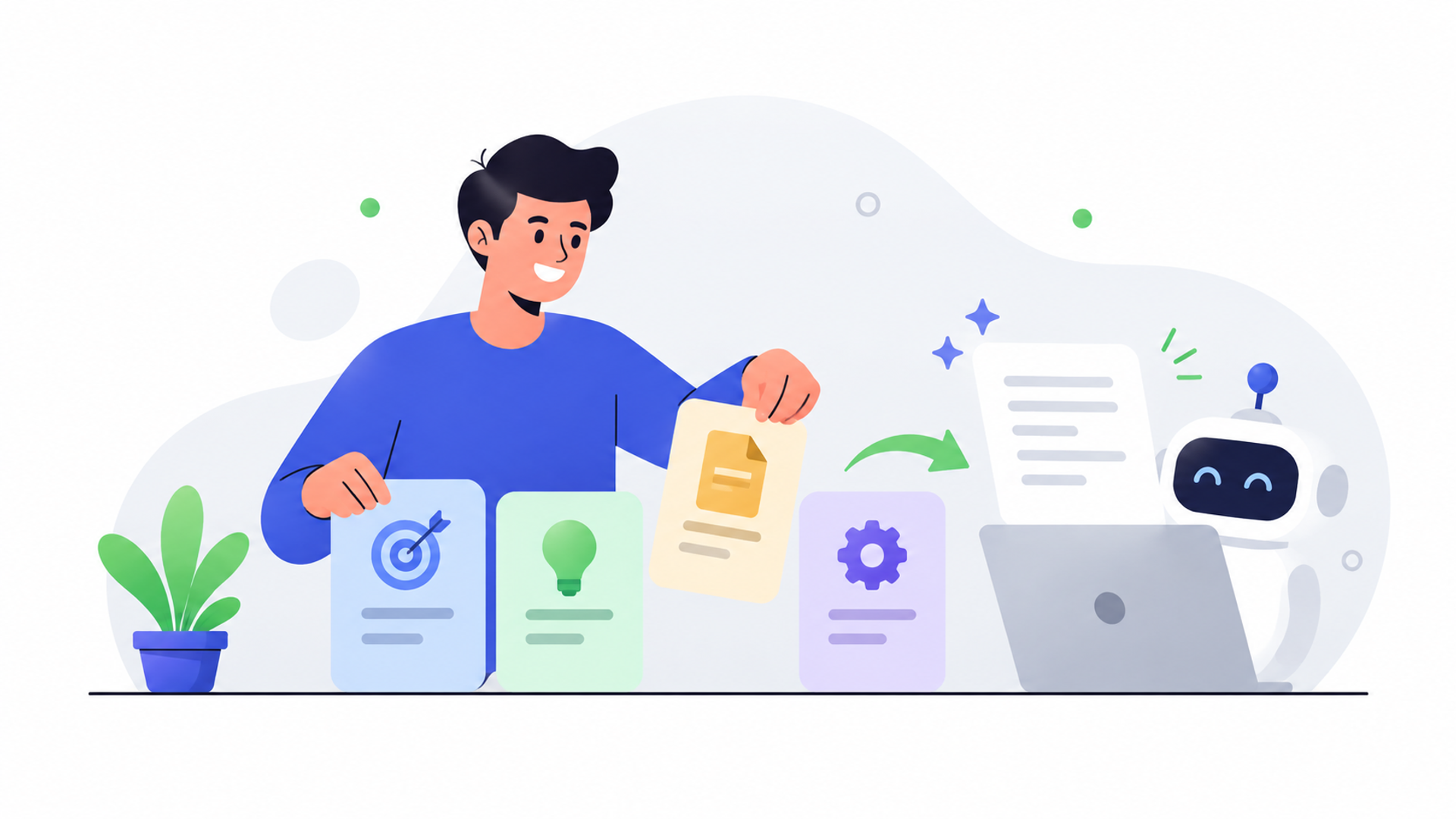 AI出力の精度を高めるプロンプト作成のコツを表す図解イラスト