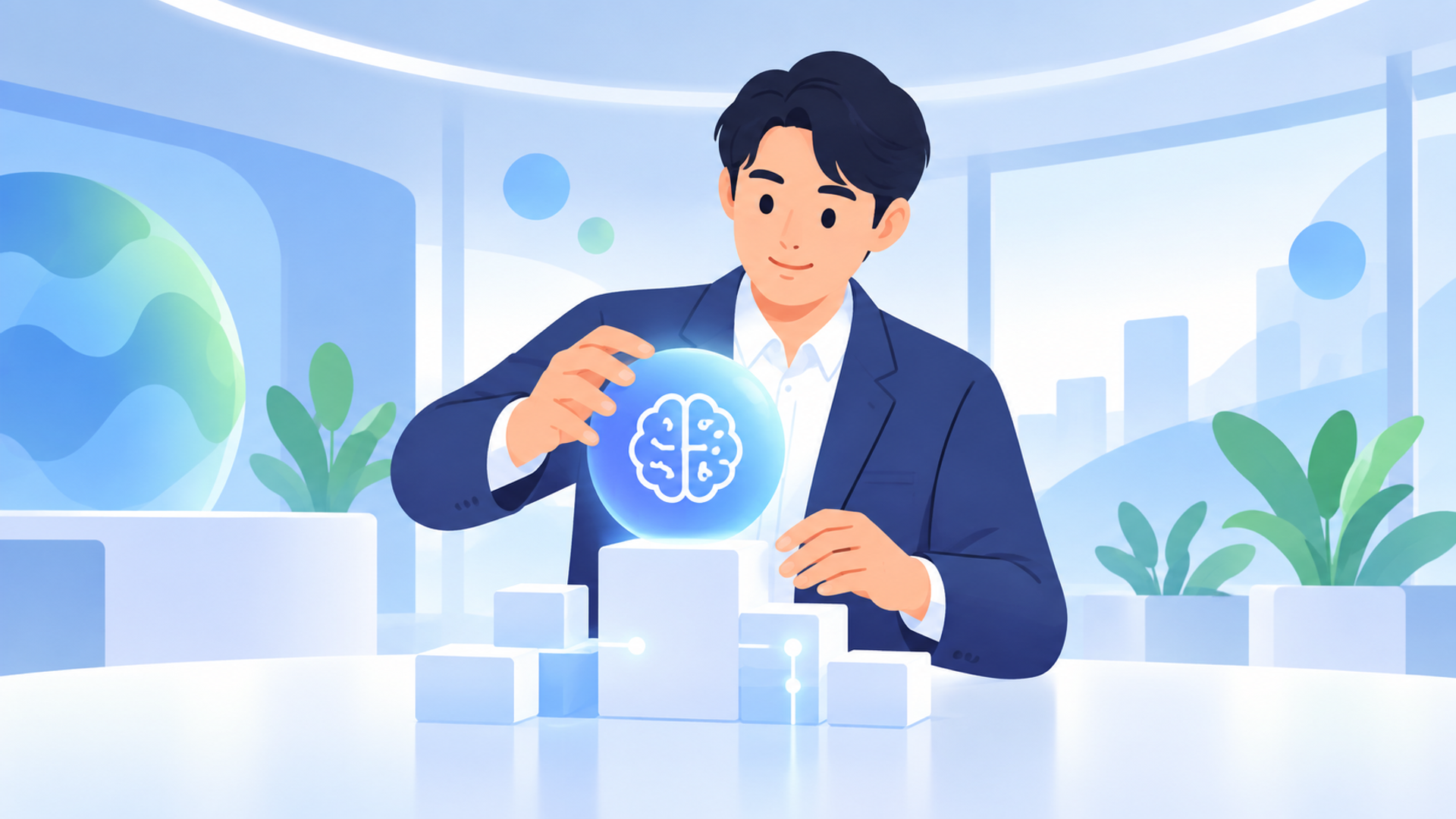 企業においてAIの内製化が急務となっている背景を表す図解イラスト