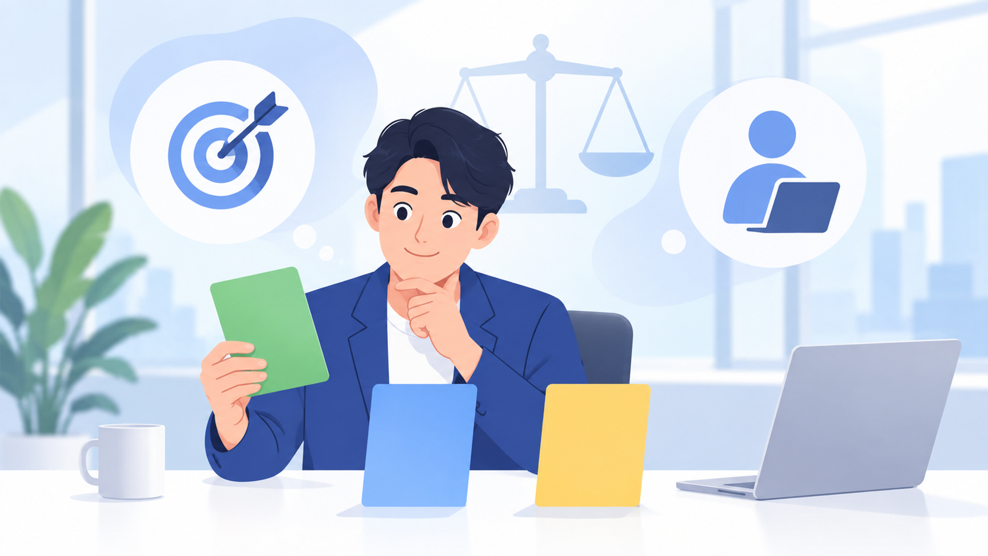 自社に最適なノーコードのAIツールの選定基準を表す図解イラスト