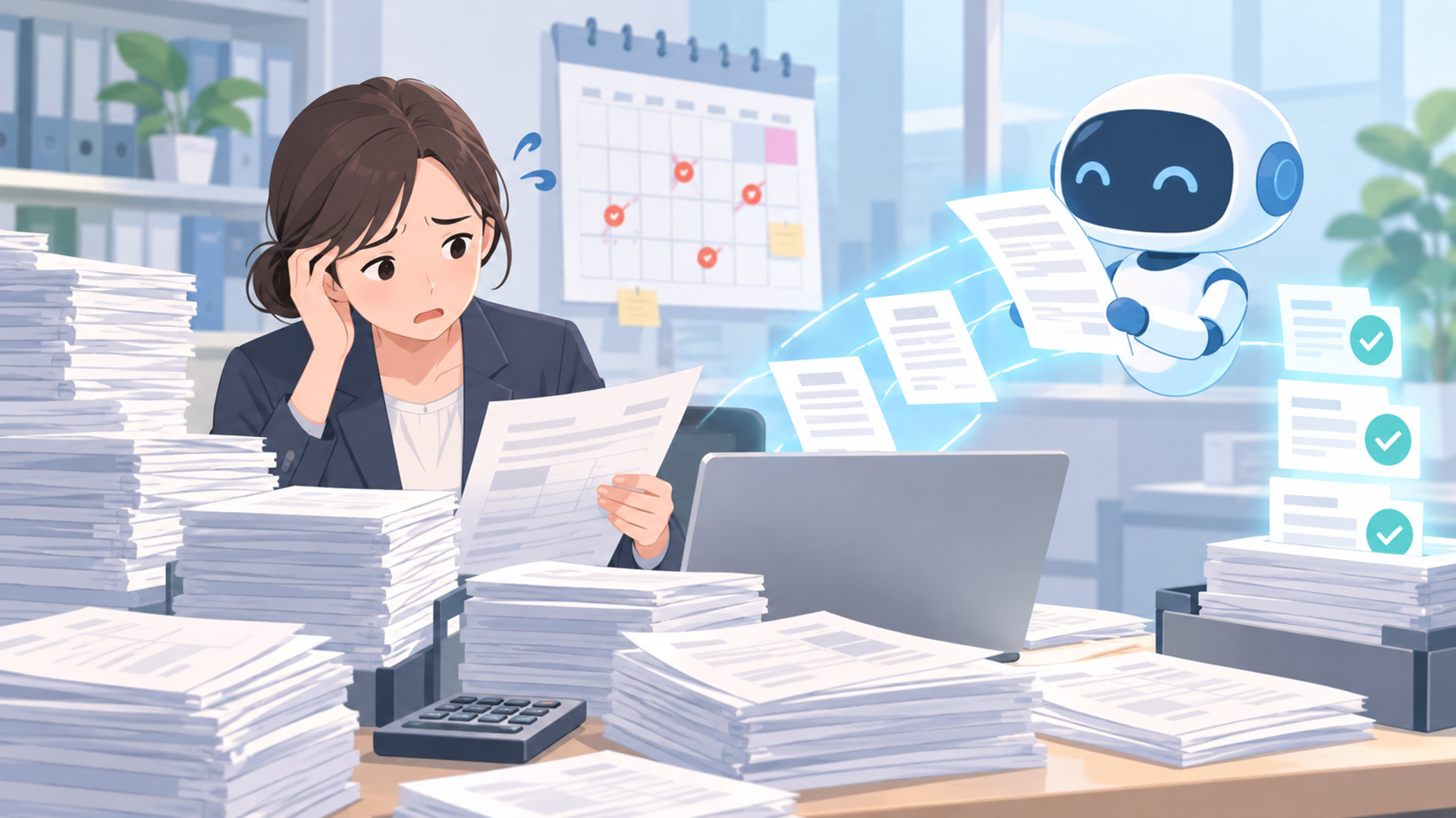 請求漏れチェックの自動化が求められる背景を表す図解イラスト