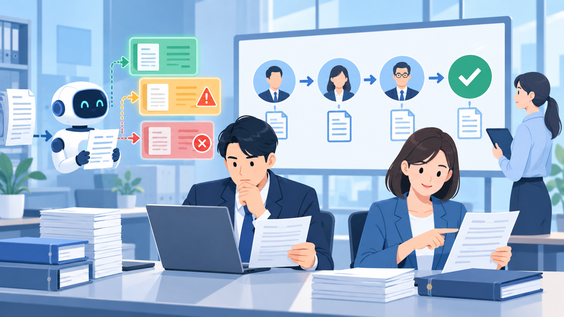 導入時に注意すべき運用上のポイントを表す図解イラスト