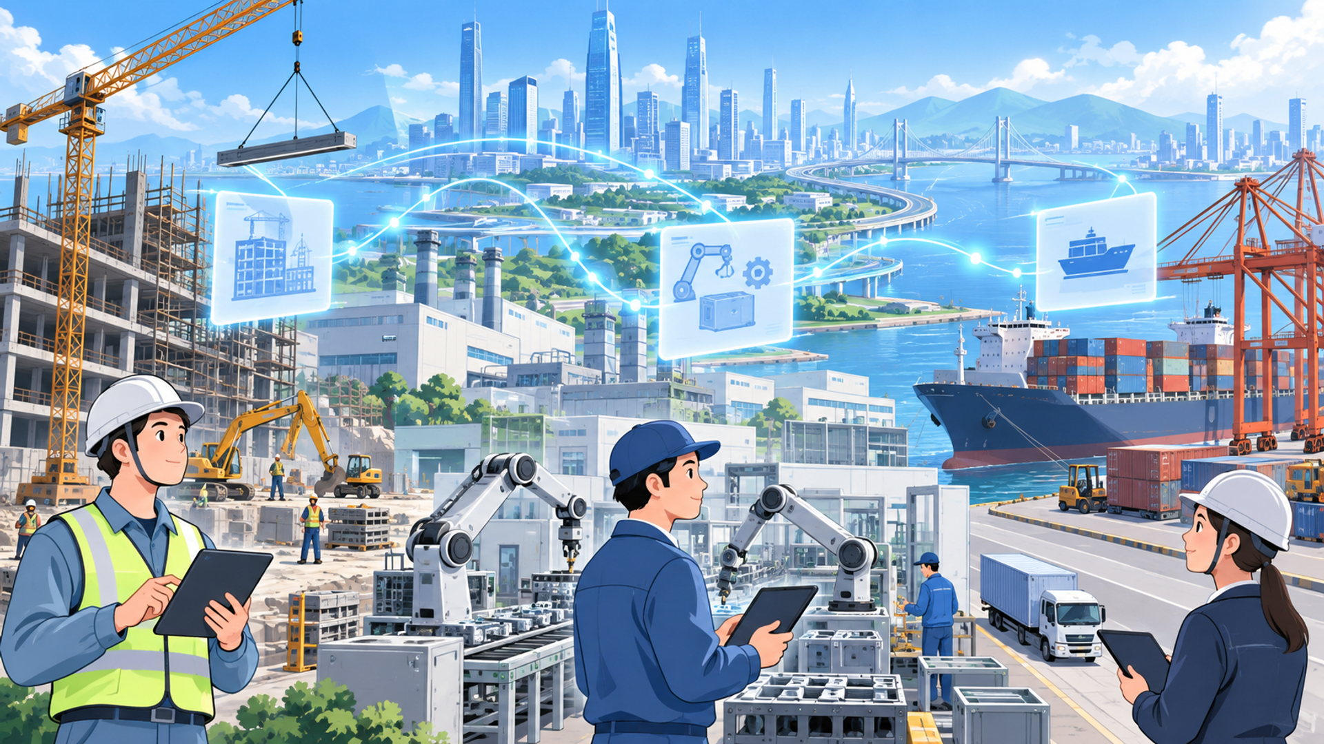 業界別の活用シーンと具体例を表す図解イラスト