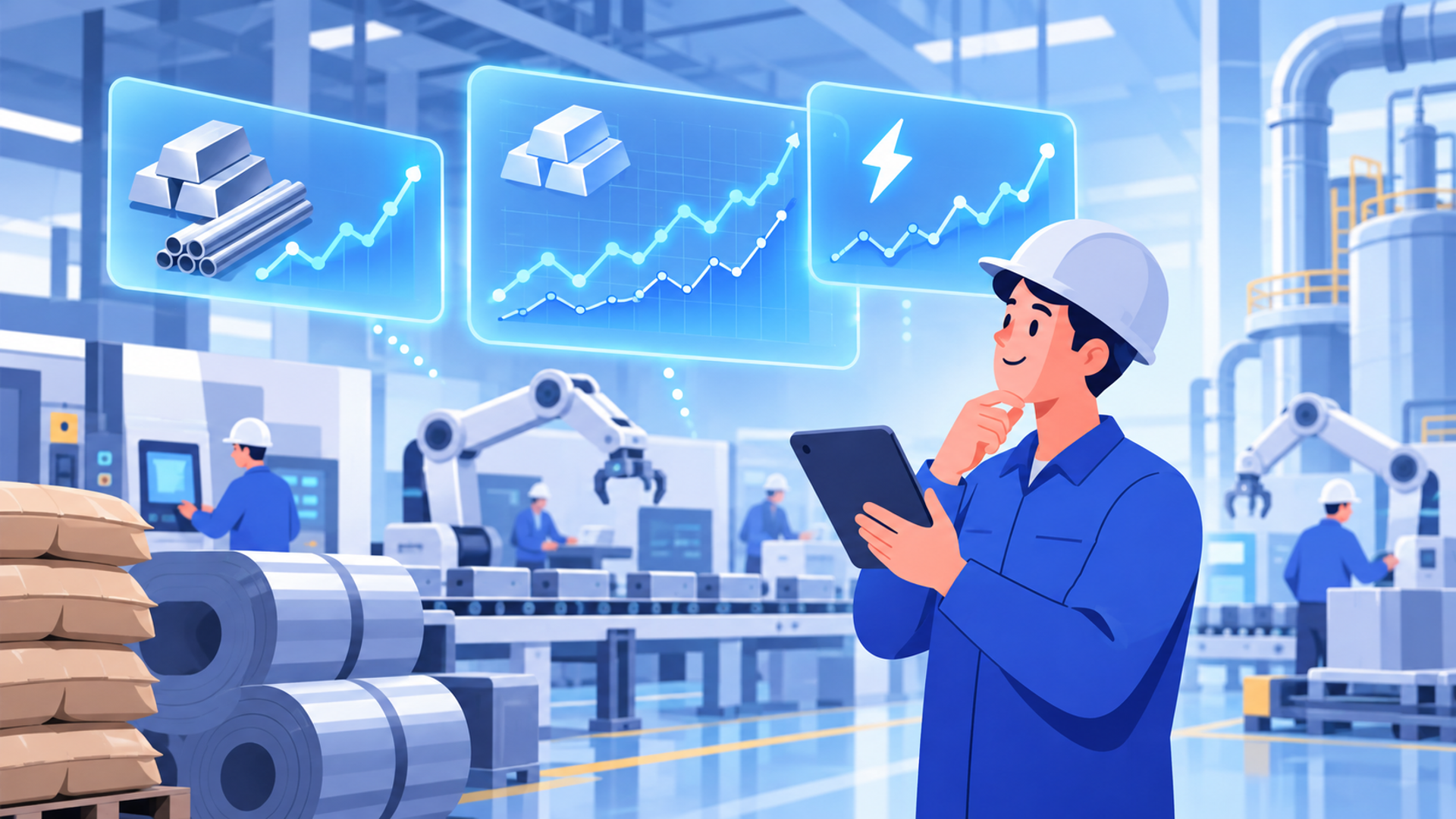 製造業においてリアルタイムな原価把握が求められる背景を表す図解イラスト