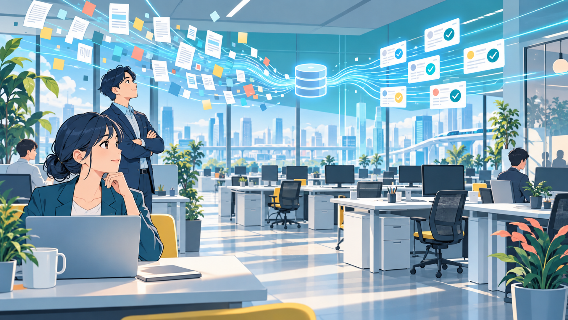 データ照合作業の自動化が今注目される背景を表す図解イラスト