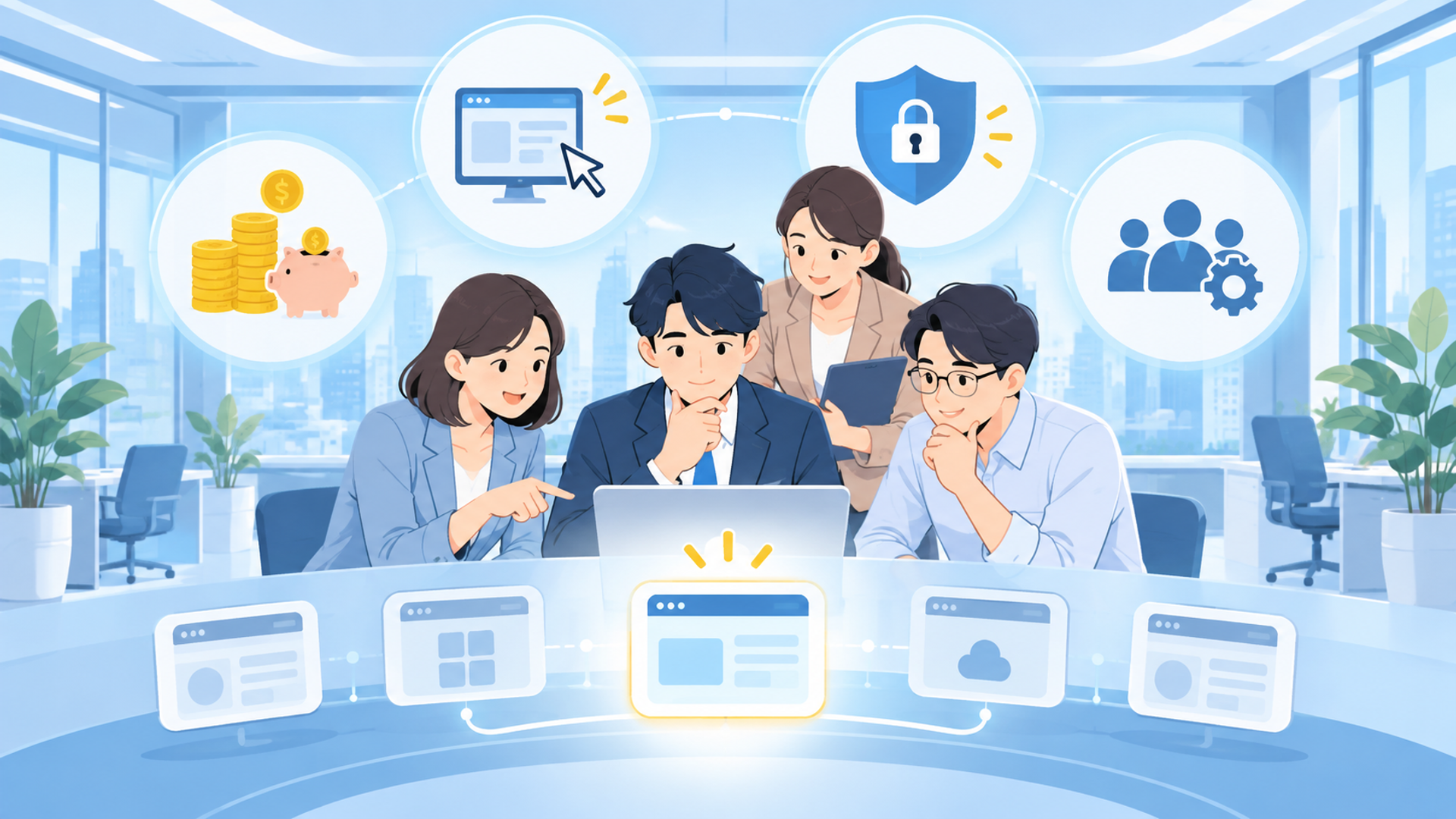 自社に最適なツールを選ぶための比較基準を表す図解イラスト