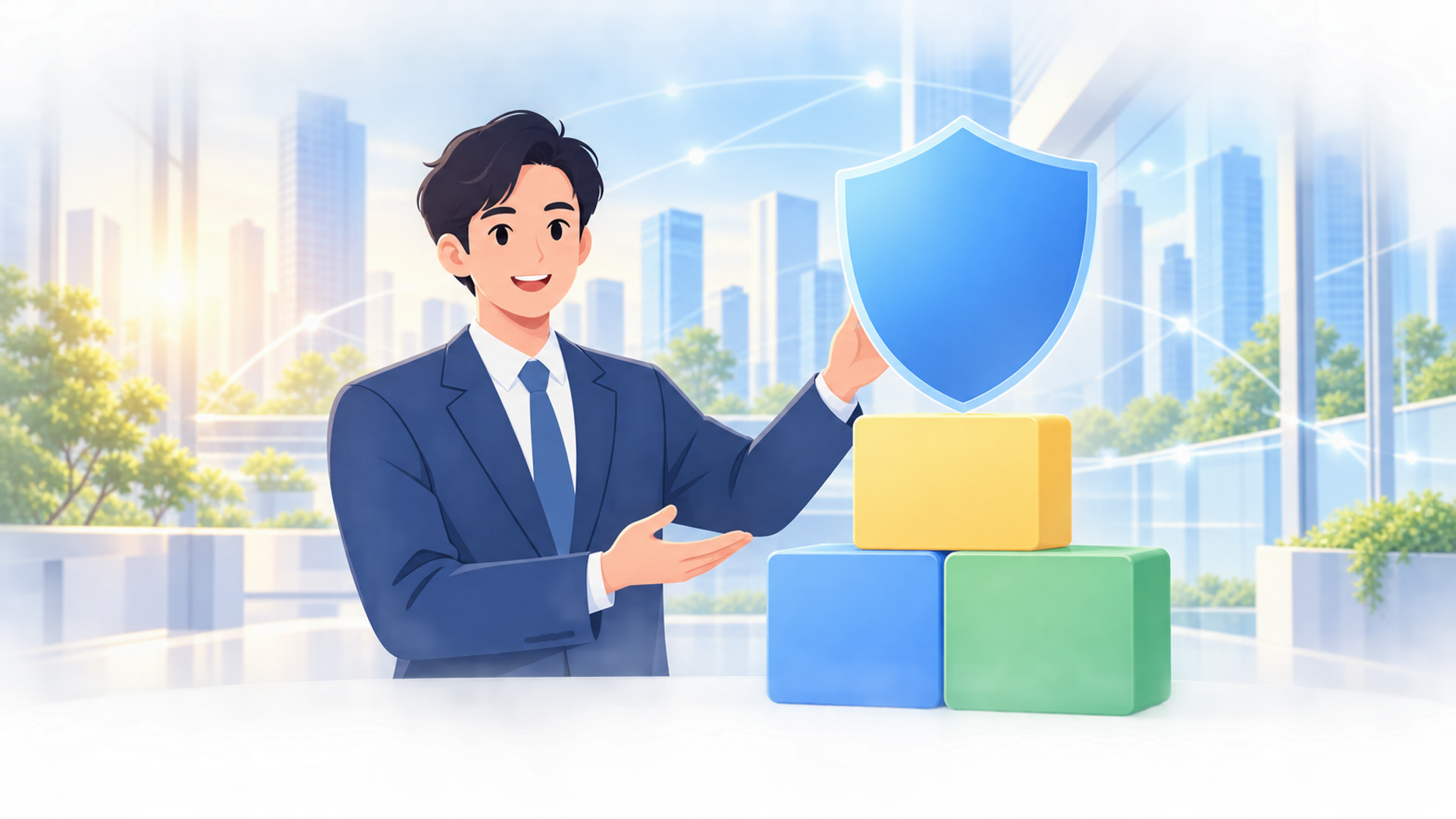 AIガバナンスの体制を構築・整備する企業のメリットを表す図解イラスト