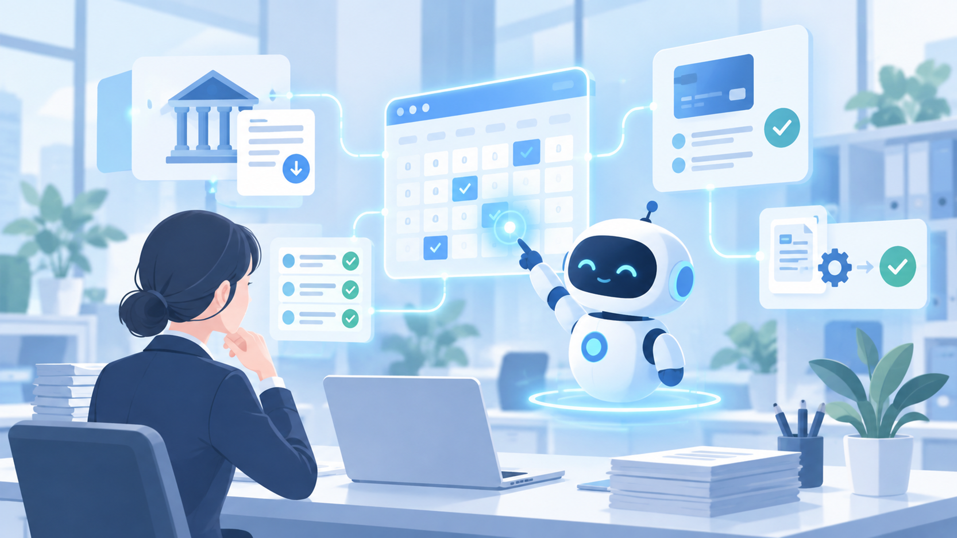 AIによる入金予定管理の自動化が注目される背景と基本概念を表す図解イラスト
