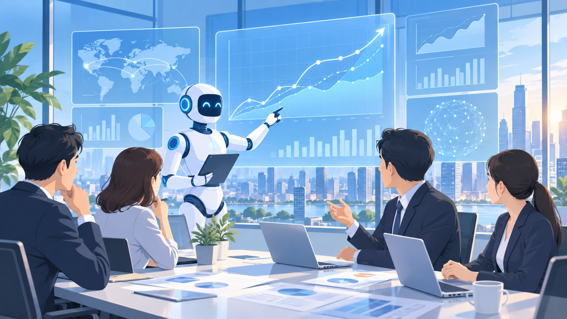 AIによる採算管理の効率化が現代の企業経営で注目される理由を表す図解イラスト