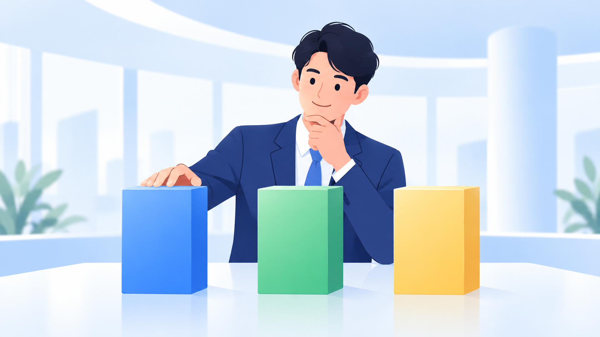 自社に最適な支援パートナーを選定するための3つの基準を表す図解イラスト