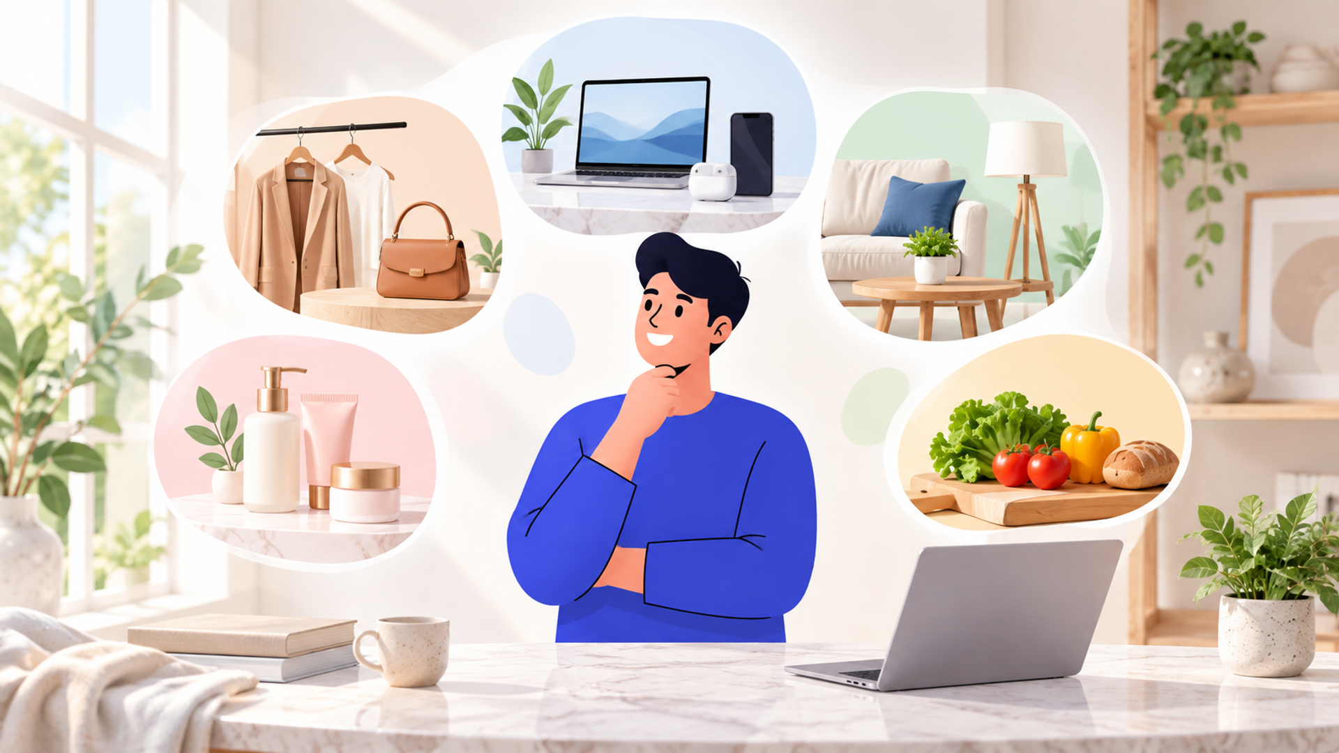 商品カテゴリー別の最適な画像スタイルを表す図解イラスト