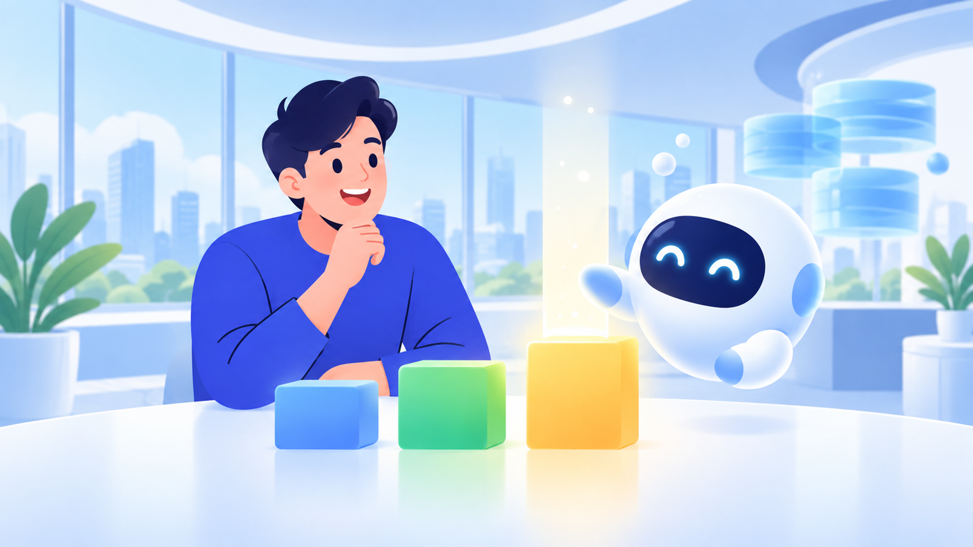 Difyを導入することで広がるビジネスの可能性を表す図解イラスト