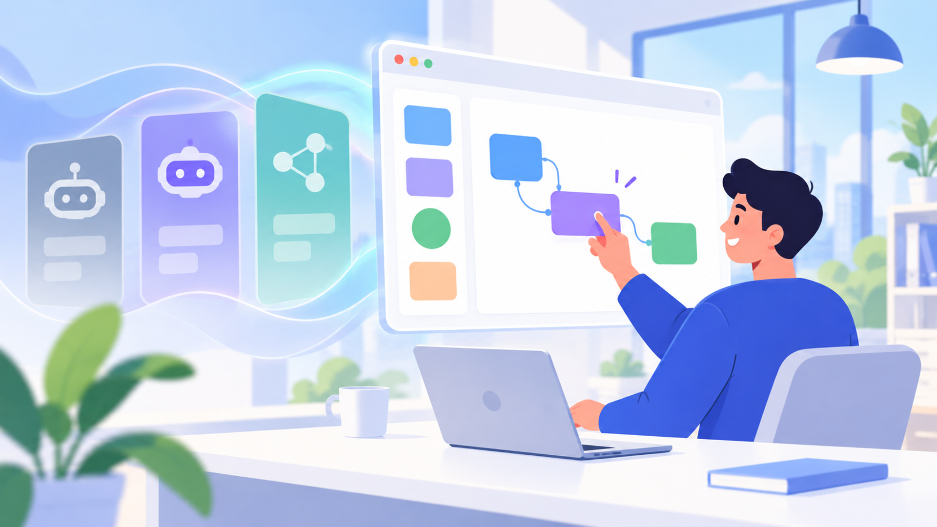 Difyと他のAIツールとの違いを比較を表す図解イラスト